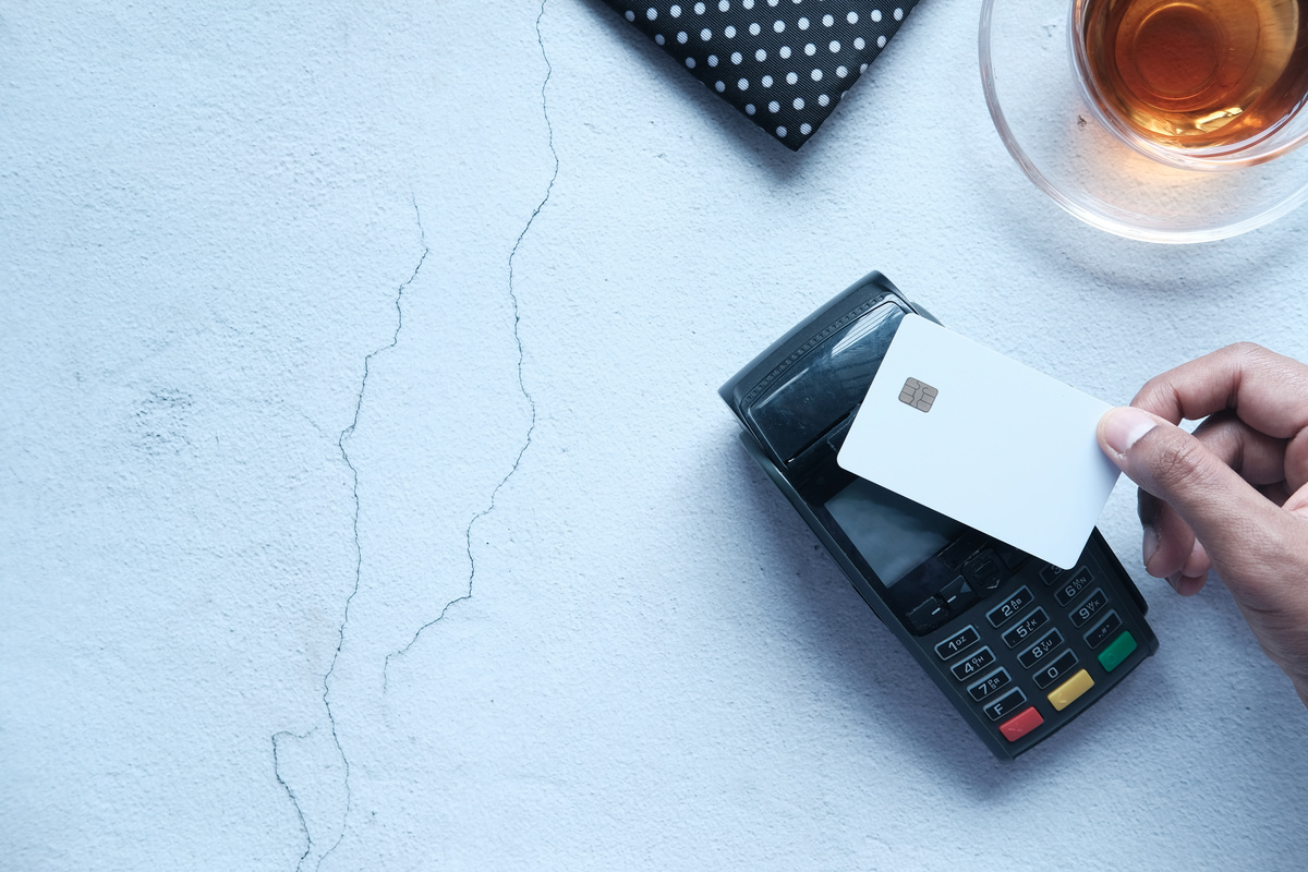 Payment Terminal Charging from a Card, Contactless Payment.